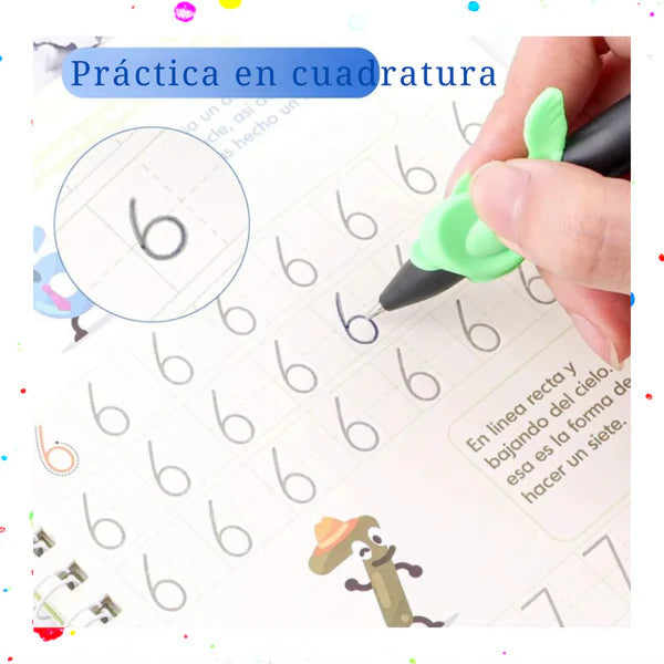 Set Sank Magic® - 4 Cuadernos Mágicos de Caligrafia Montessori | + de regalo Bolígrafo + 10 recargas de tinta