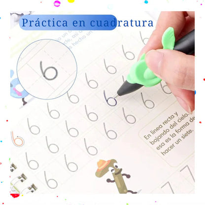 Set Sank Magic® - 4 Cuadernos Mágicos de Caligrafia Montessori | + de regalo Bolígrafo + 10 recargas de tinta